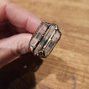 NEW Clear Quartz Rustic Bronze Ring – Boho Energy & Healing Power